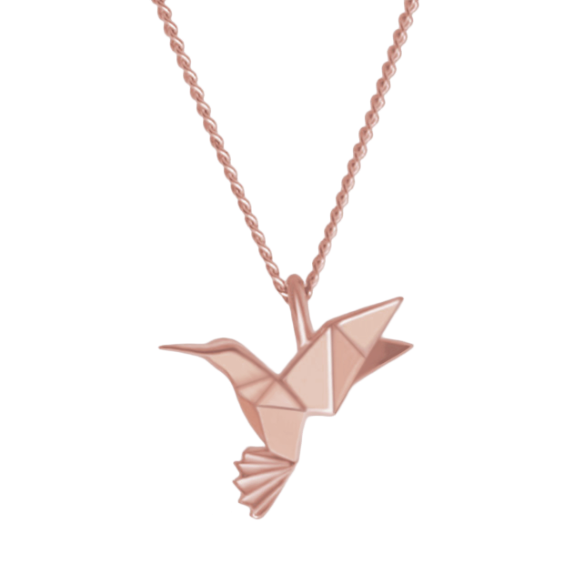 collar colibri rosa