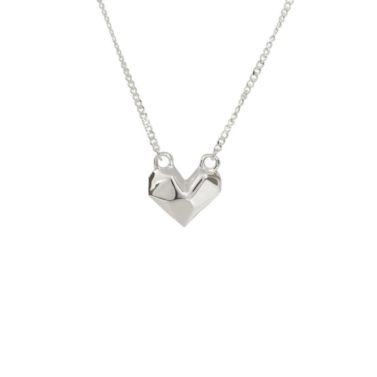 Collar Corazon Origami de  Plata .925