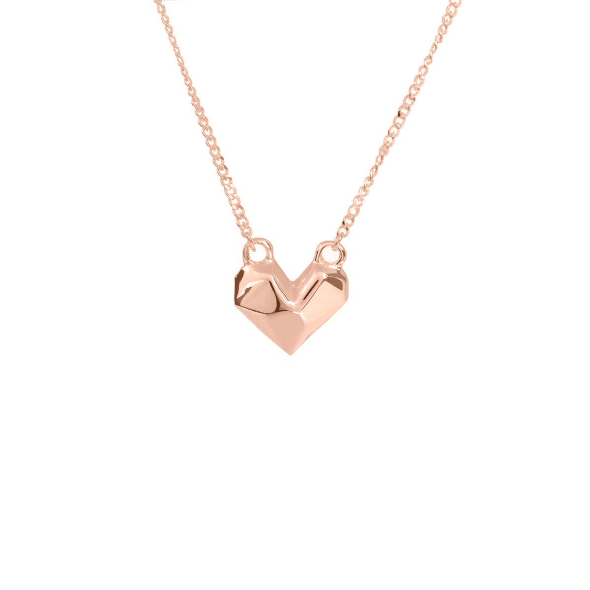 Collar Corazon Origami en chapa de Oro Rosa