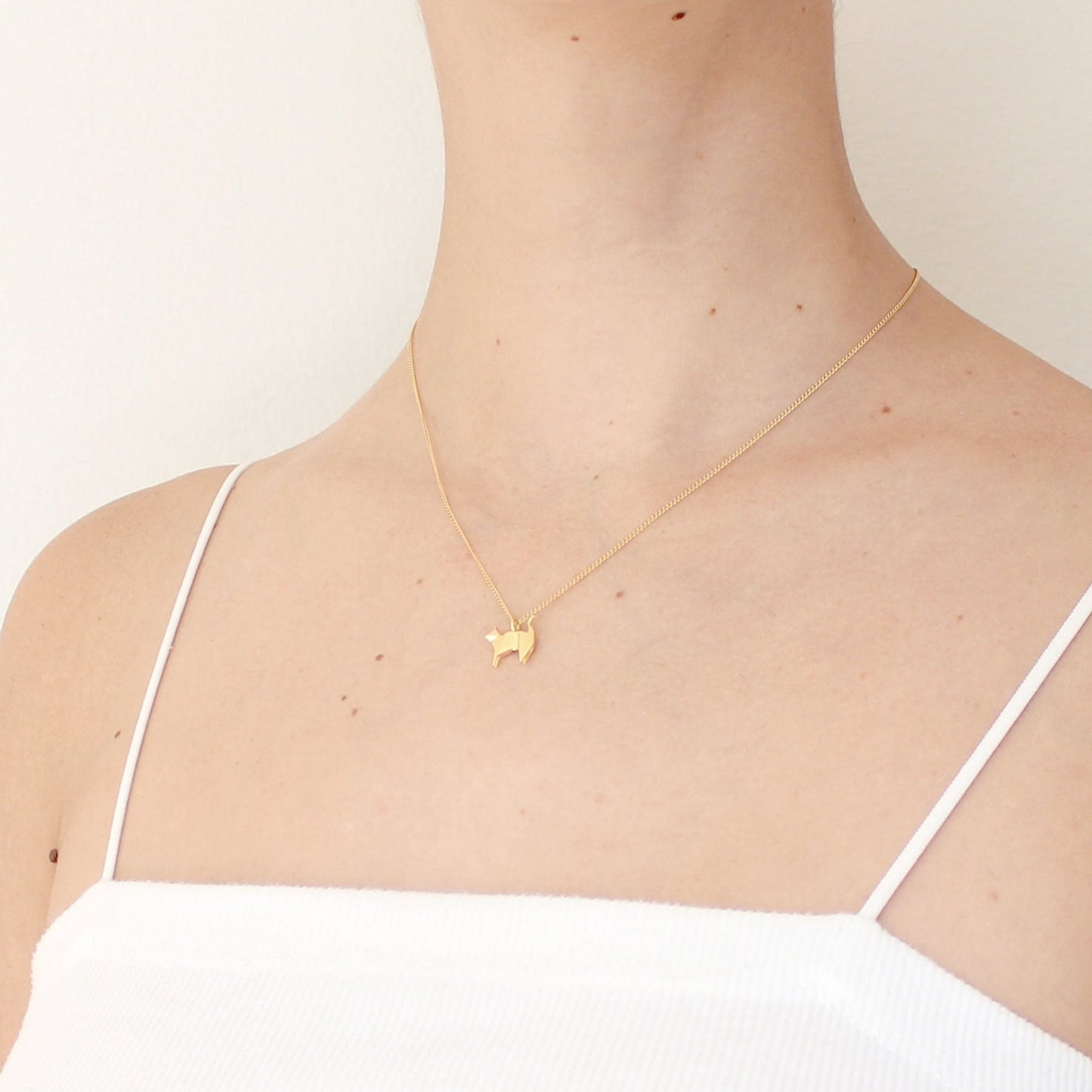 collar gato dorado en uso