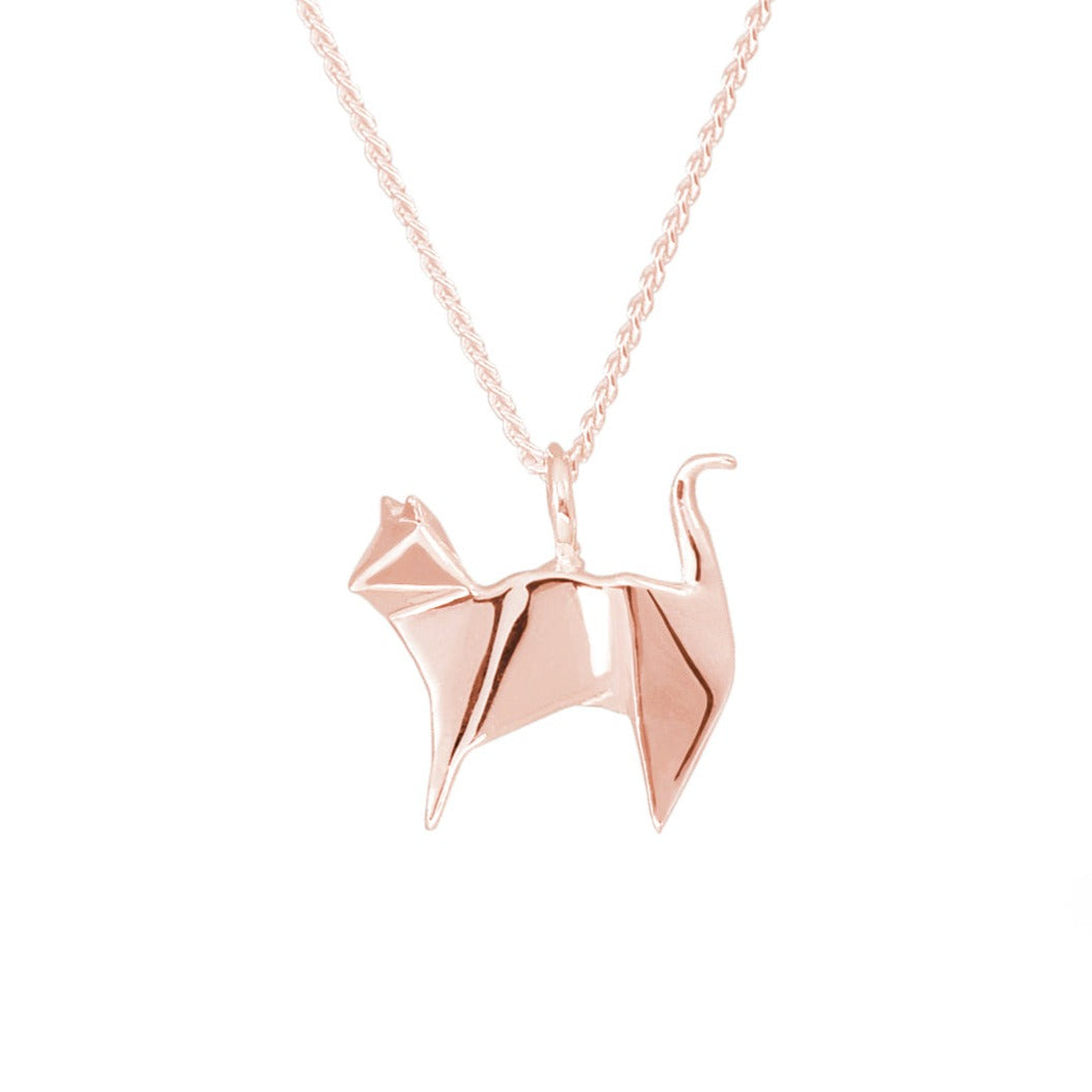 collar Gato Origami de Plata .925 en chapa de Oro Rosa