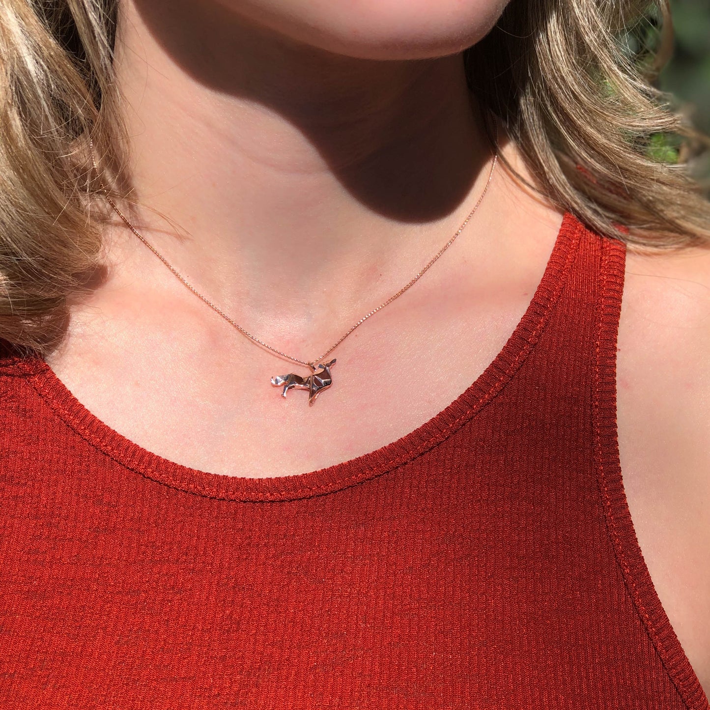 Lobo Origami en Oro 14K