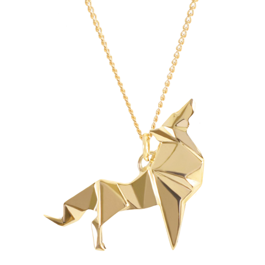 Lobo Origami en Oro 14K