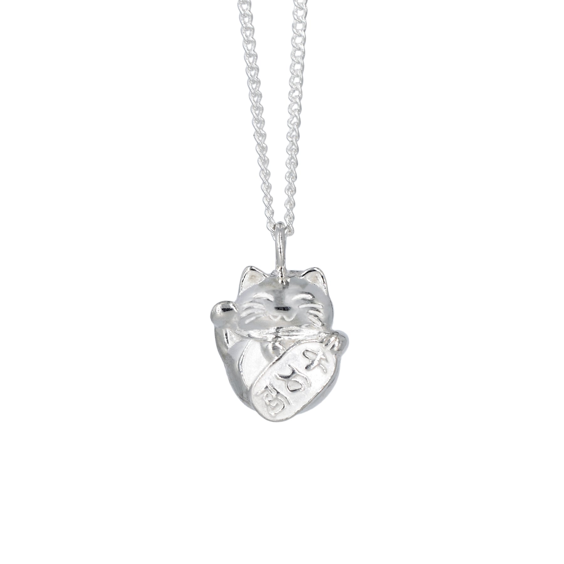 Dije de gatito de la buena suerte en plata