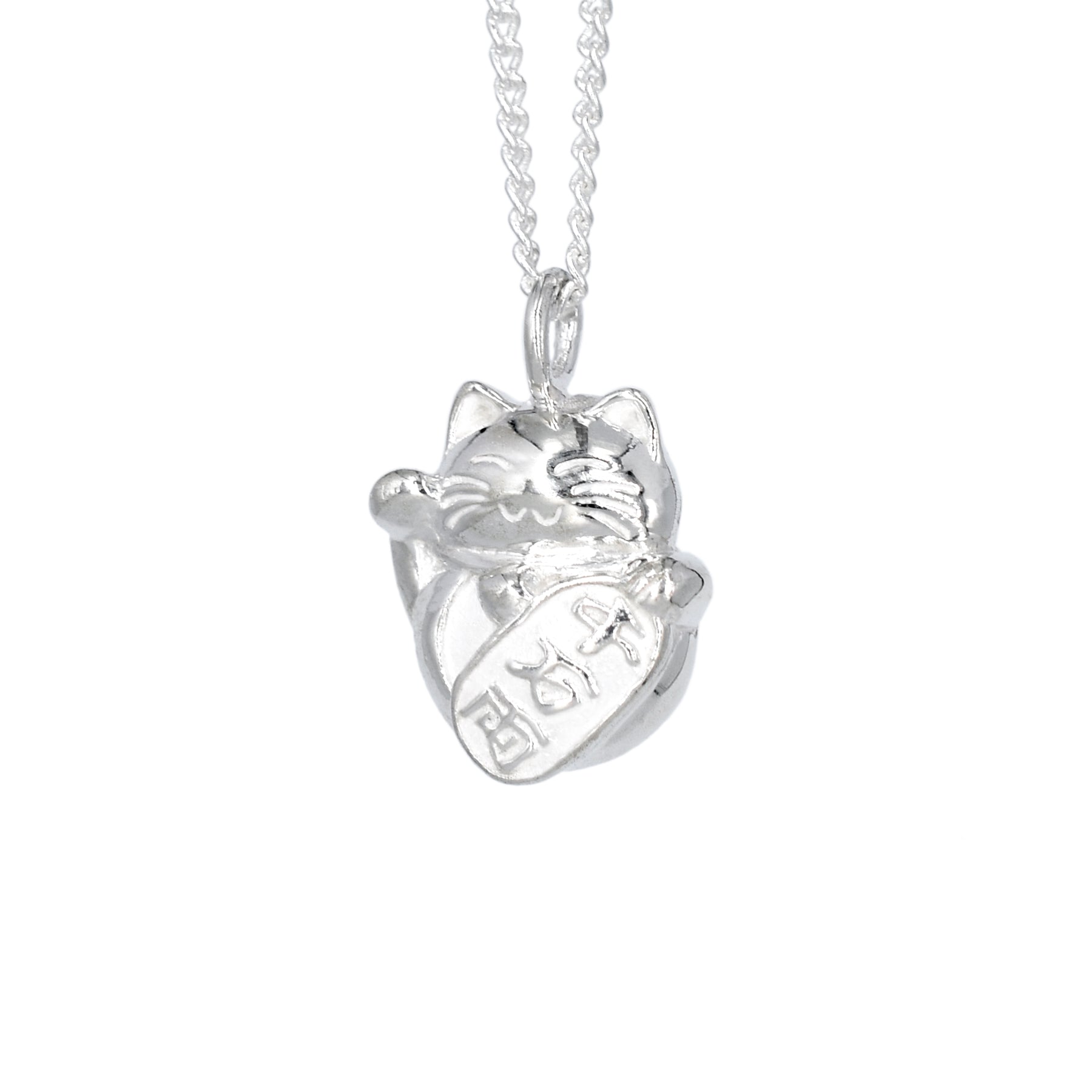 Dije de gatito de la buena suerte en plata